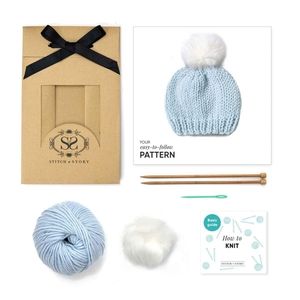 Stitch & Story knit your own baby fur Pom hat